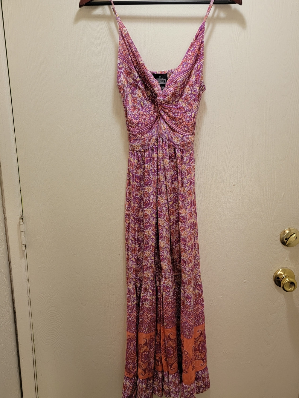Angie Purple and Orange Paisley Maxi Dress